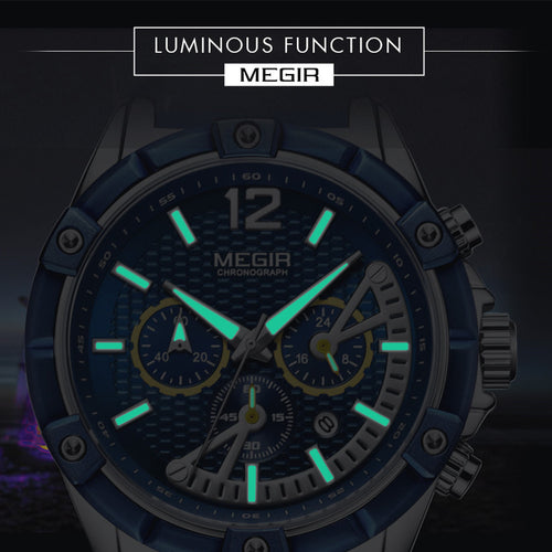 MEGIR Fashion Mens Watches Top Brand Luxury Silicone Sport Military Watch Chronograph Date Waterproof Wristwatch Male Clock 2083